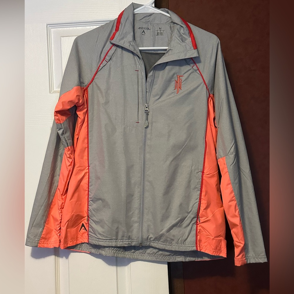 Antigua Women's Gray and Orange Golf Rain Jacket